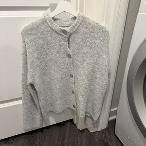 BDG Soft Grey Button-Front Women's Sweater Cardigan